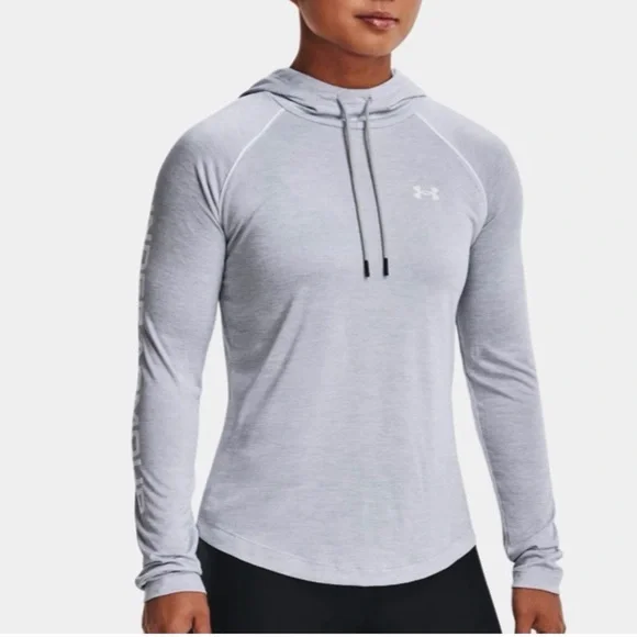 Under Armour Light Gray Hooded Long Sleeve Top - Picture 1 of 7